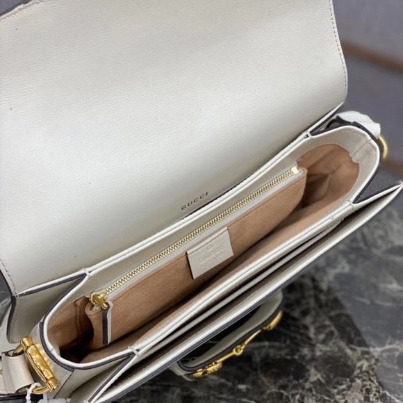 GUCCI 1955 Horsebit Bag GG Canvas White – COCOON White \'Gucci 1955\' Horsebit Bag